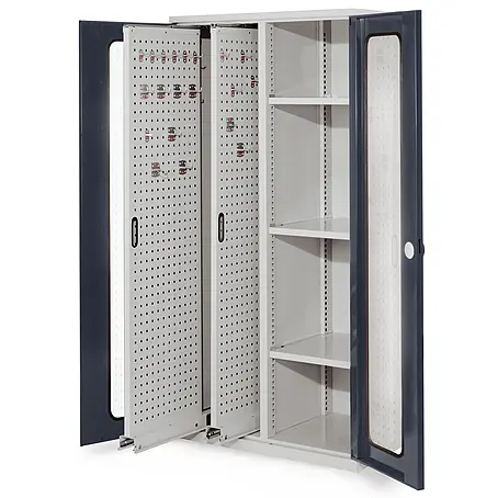 Kappes  Metall-Mehrzweckschrank ®RasterPlan Vertikalschränke 1950x1000x600mm Modell 80 Sichtfenstertüren