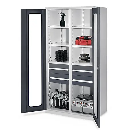 Kappes  Metall-Mehrzweckschrank Schwerlastschränke mit Mitteltrennwand 1950x1000x600mm Sichtfenstertüren