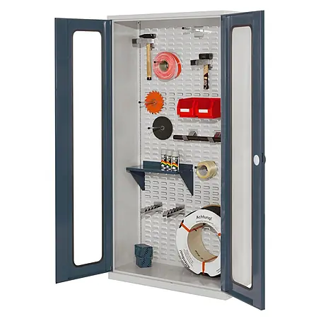 Kappes  Metall-Mehrzweckschrank ®RasterPlan Werkstückschränke 1950x1000x410mm mit Sichtfenstertüren ant