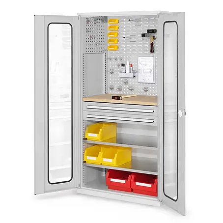 Kappes  Metall-Mehrzweckschrank ®RasterPlan Schubladenschränke 1950x1000x600mm Sichtfenstertüren Modell