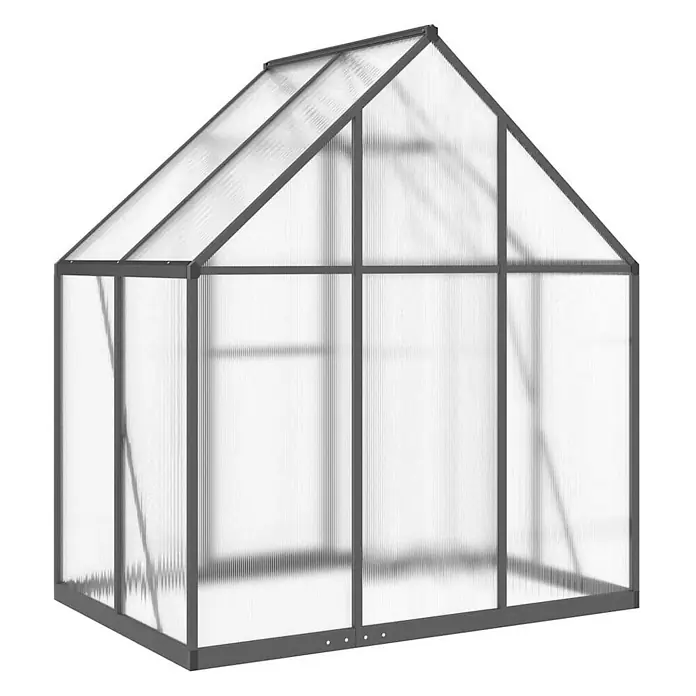 Furnicato Gewächshaus - 114 x 169 cm, Material Seitenwand: Kunststoff, 10 mm, anthrazit - Gewächshaus mit grauem Aluminiumrahmen und transparenten, gewellten Polycarbonatplatten.