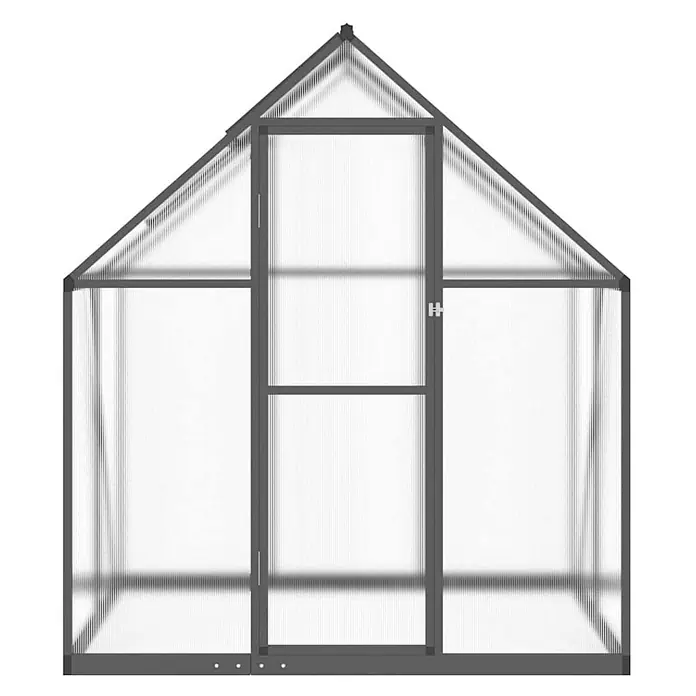 Furnicato Gewächshaus - 114 x 169 cm, Material Seitenwand: Kunststoff, 10 mm, anthrazit - Dunkelgraues Gewächshaus mit durchscheinenden, gerippten Paneelen und A-Dach.
