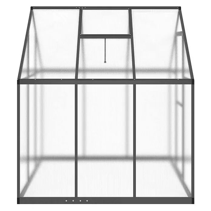 Furnicato Gewächshaus - Außenmaß inkl. Dachüberstand (B x T): 169 x 169 cm, Material Seitenwand: Aluminium, 0,4 mm, Anthrazit - Gewächshaus mit dunkelgrauem Rahmen, lichtdurchlässigen gerippten Platten und Dachfenster.