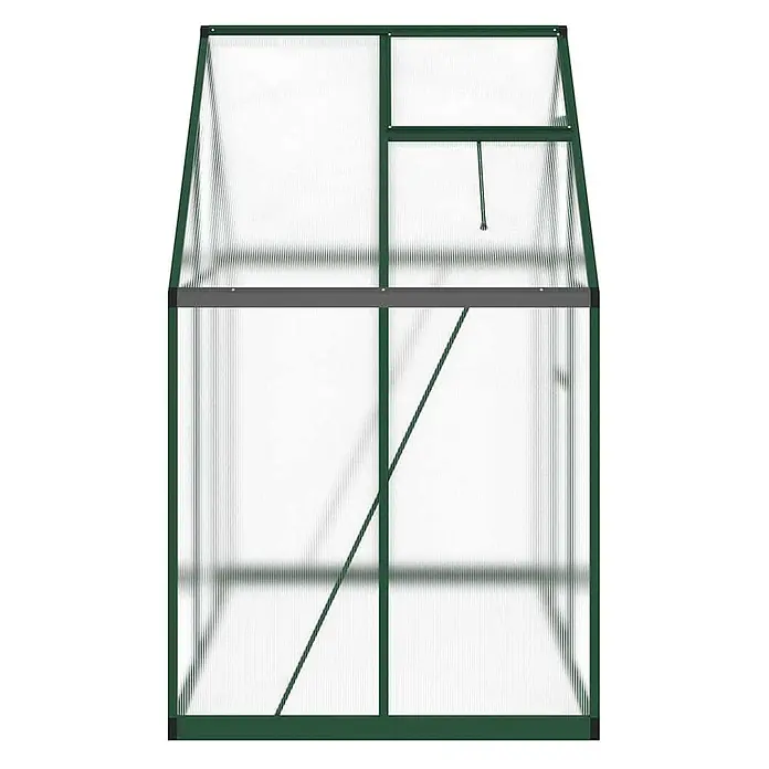 Furnicato Gewächshaus - Außenmaß inkl. Dachüberstand (B x T): 114 x 169 cm, Material Seitenwand: Aluminium, 0,4 mm, Grün - Gewächshaus mit grünem Rahmen und transparenten Wellplatten, mit einem oberen Lüftungsfenster.