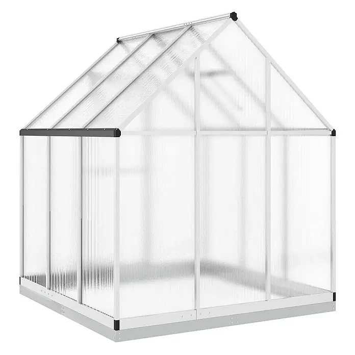 Furnicato Gewächshaus - Außenmaß inkl. Dachüberstand (B x T): 169 x 169 cm, Material Seitenwand: Aluminium, 0,4 mm, silbern - Weißes Aluminium-Gewächshaus mit durchsichtigen Wellplatten.
