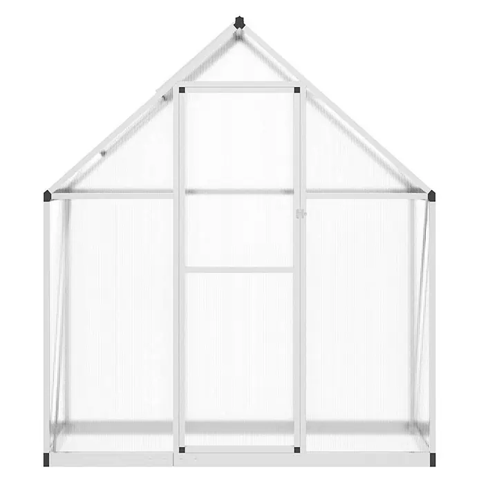 Furnicato Gewächshaus - Außenmaß inkl. Dachüberstand (B x T): 58 x 169 cm, Material Seitenwand: Aluminium, 0,4 mm, Silbern - Weißgerahmtes Gewächshaus mit transparenten Platten und Giebeldach, mit Fronttür.