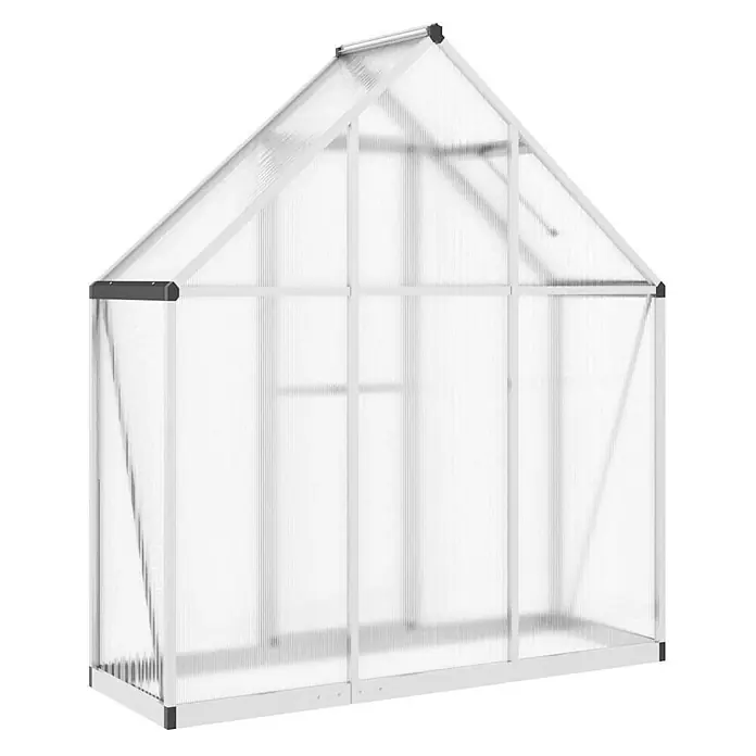Furnicato Gewächshaus - Außenmaß inkl. Dachüberstand (B x T): 58 x 169 cm, Material Seitenwand: Aluminium, 0,4 mm, Silbern - Gewächshaus mit weißem Rahmen und lichtdurchlässigen Platten, ideal für den Pflanzenanbau.