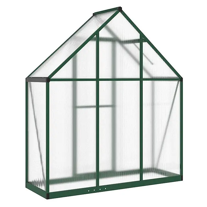 Furnicato Gewächshaus - Außenmaß inkl. Dachüberstand (B x T): 58 x 169 cm, Material Seitenwand: Aluminium, 0,4 mm, Grün - Grünes Gewächshaus mit transparenten Polycarbonatplatten.