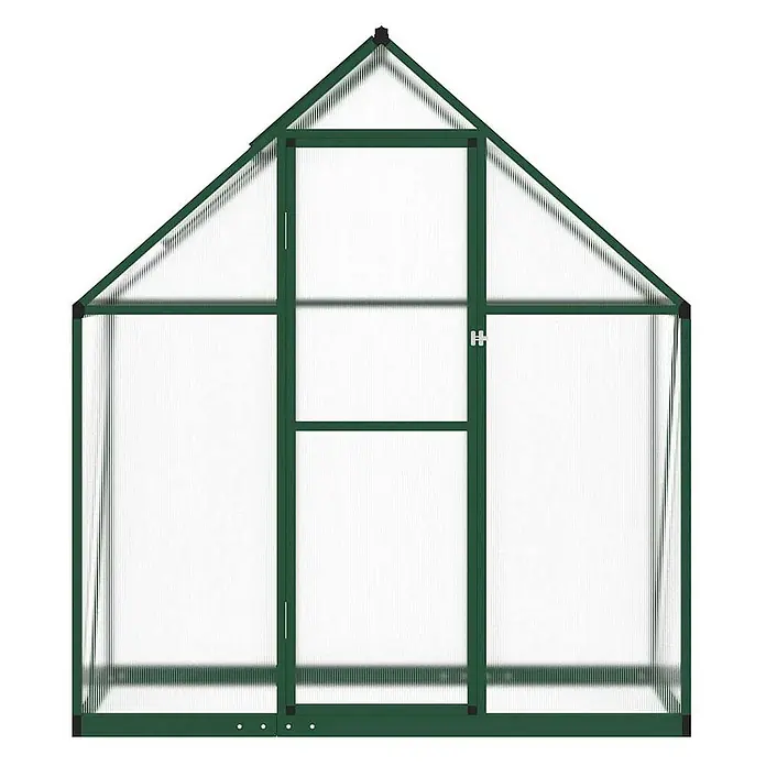 Furnicato Gewächshaus - Außenmaß inkl. Dachüberstand (B x T): 58 x 169 cm, Material Seitenwand: Aluminium, 0,4 mm, Grün - Grünes Gewächshaus mit transparenten Platten und einer Flügeltür.
