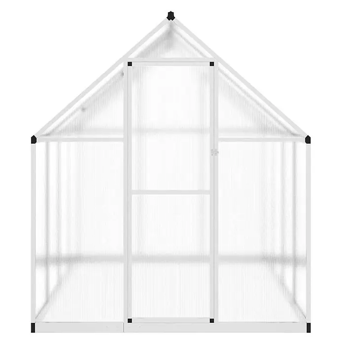 Furnicato Gewächshaus - 169 x 224 cm, Material Seitenwand: Kunststoff, 10 mm, silber - Weißes Gewächshaus mit lichtdurchlässigen Paneelen und Scharniertür.