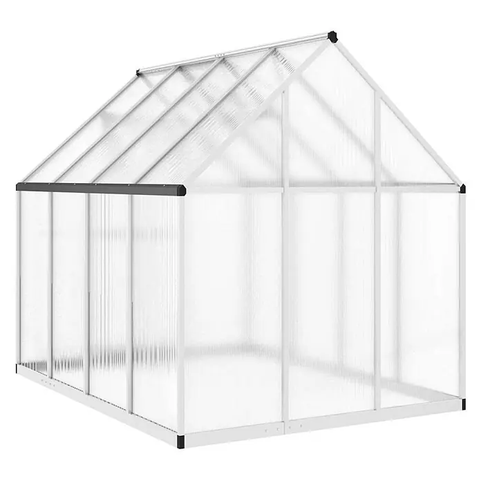 Furnicato Gewächshaus - 169 x 224 cm, Material Seitenwand: Kunststoff, 10 mm, silber - Gewächshaus mit weißem Rahmen und klaren Wellplatten für Pflanzenanbau.