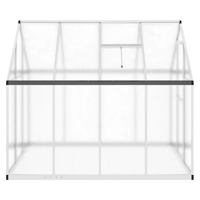 Furnicato Gewächshaus - 169 x 224 cm, Material Seitenwand: Kunststoff, 10 mm, silber - Weißes Aluminium-Gewächshaus mit lichtdurchlässigen Platten und Dachluke.