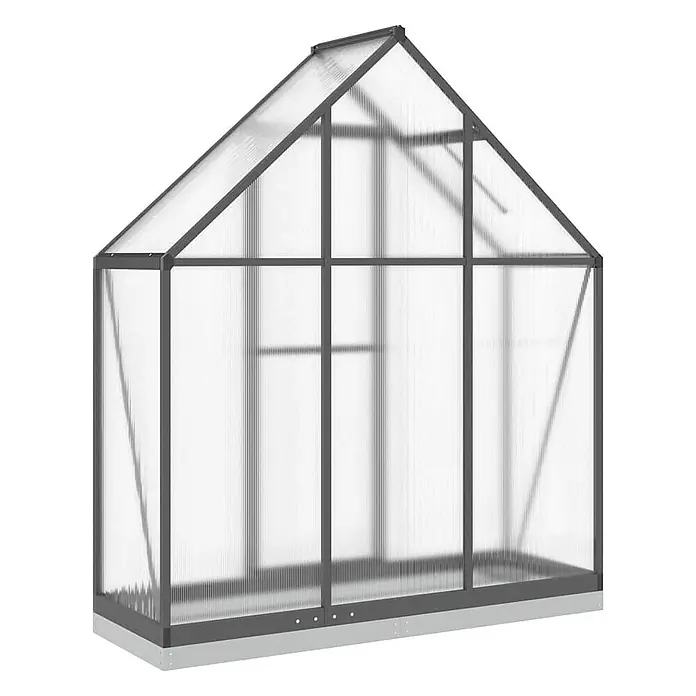 Furnicato Gewächshaus Polycarbonat Anthrazit - 58 x 169 cm, Material Seitenwand: Kunststoff, 10 mm, anthrazit - Graues Aluminium-Gewächshaus mit transparenten, gewellten Polycarbonatplatten und einem Satteldach.