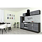 Respekta Premium Composición de cocina (Ancho: 250 cm, Con dispositivos eléctricos, Gris de alto brillo)