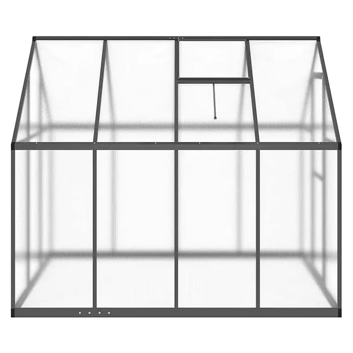 Furnicato Gewächshaus - 169 x 224 cm, Material Seitenwand: Kunststoff, 10 mm, silber - Dunkelgraues Gewächshaus mit lichtdurchlässigen Wellplatten und Dachfenster.