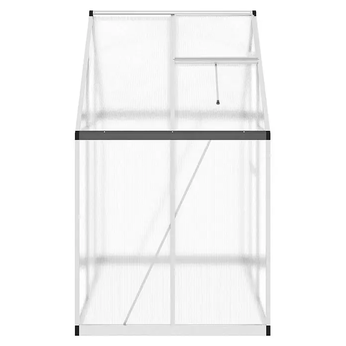 Furnicato Gewächshaus - Außenmaß inkl. Dachüberstand (B x T): 114 x 169 cm, Material Seitenwand: Aluminium, 0,4 mm, Silbern - Weißes Gewächshaus mit transparenten Rippenplatten und Dachluke.