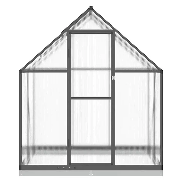 Furnicato Gewächshaus - 114 x 169 cm, Material Seitenwand: Kunststoff, 10 mm, silber - Dunkelgraues Gewächshaus mit durchscheinenden Wellplatten.