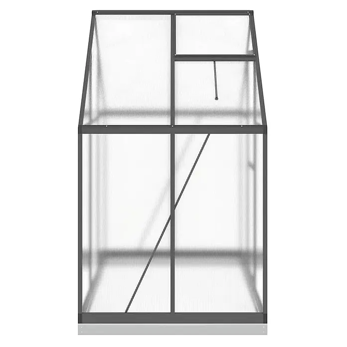 Furnicato Gewächshaus - 114 x 169 cm, Material Seitenwand: Kunststoff, 10 mm, silber - Dunkelgraues Gewächshaus mit lichtdurchlässigen Wellplatten und einem geöffneten Lüftungsfenster oben.