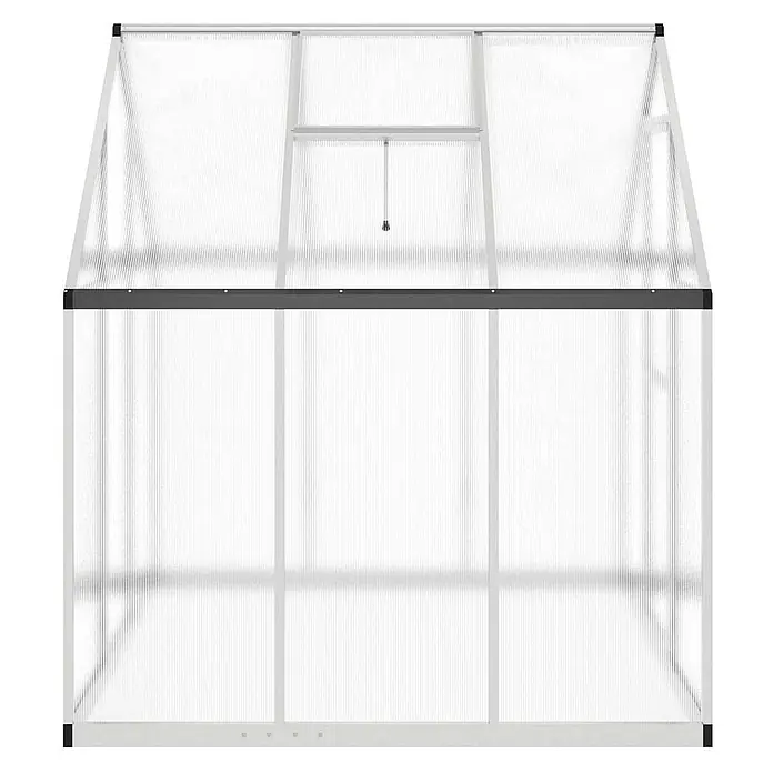 Furnicato Gewächshaus - 169 x 169 cm, Material Seitenwand: Kunststoff, 10 mm, silber - Graues Aluminium-Gewächshaus mit transparenten Polycarbonatplatten und Dachlüfter.