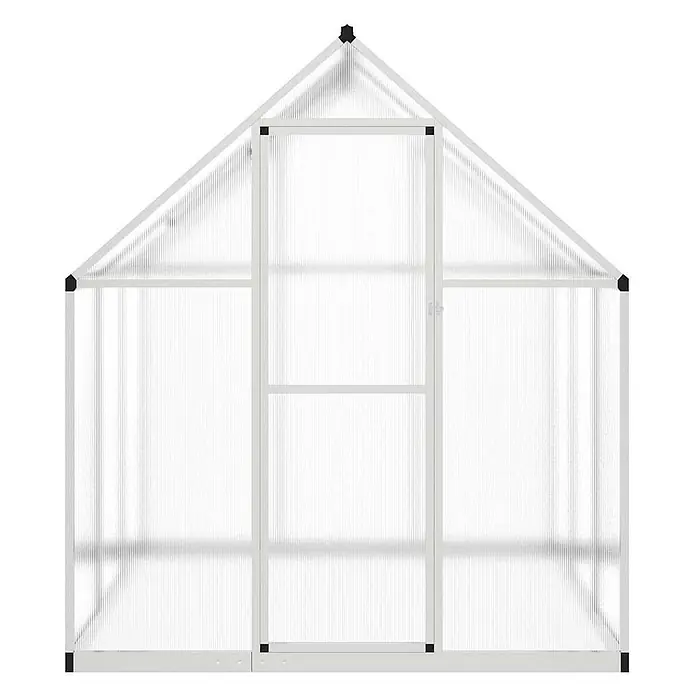 Furnicato Gewächshaus - 169 x 169 cm, Material Seitenwand: Kunststoff, 10 mm, silber - Gewächshaus mit weißem Metallrahmen und transparenten Wellplatten, mit einer aufklappbaren Tür.