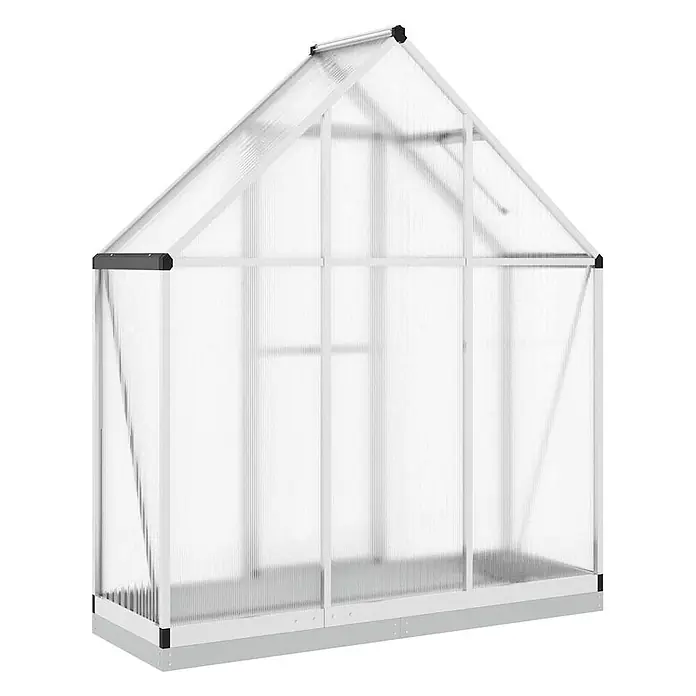 Furnicato Gewächshaus Polycarbonat - 58 x 169 cm, Material Seitenwand: Kunststoff, 10 mm, silber - Weißes Gewächshaus mit transparenten Wellplatten zum Pflanzenanbau.