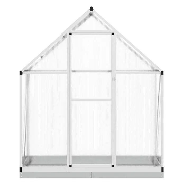 Furnicato Gewächshaus Polycarbonat - 58 x 169 cm, Material Seitenwand: Kunststoff, 10 mm, silber - Weißes Aluminium-Gewächshaus mit transparenten Polycarbonatplatten und einer Tür.