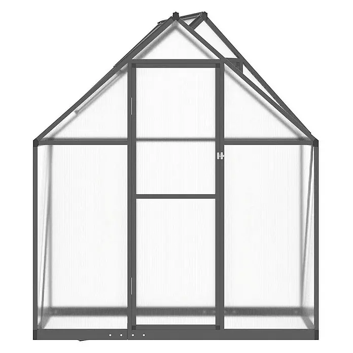 Furnicato Gewächshaus Polycarbonat Anthrazit - 58 x 169 cm, Material Seitenwand: Kunststoff, 10 mm, anthrazit - Modernes Gewächshaus mit grauem Rahmen und transluzenten Paneelen für den Pflanzenanbau.