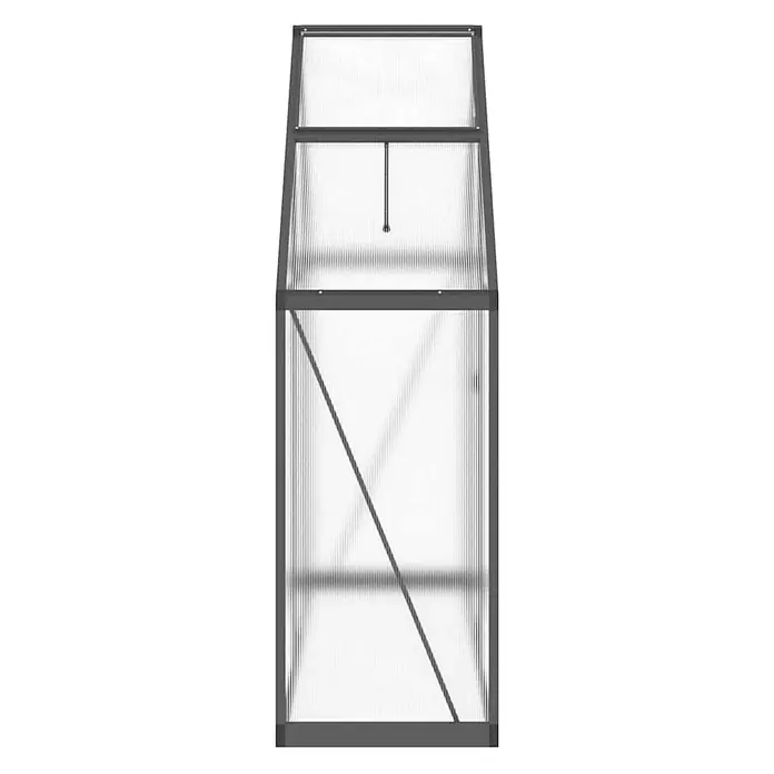 Furnicato Gewächshaus Polycarbonat Anthrazit - 58 x 169 cm, Material Seitenwand: Kunststoff, 10 mm, anthrazit - Schmales graues Gewächshaus mit klaren Stegplatten und inneren Stützen.