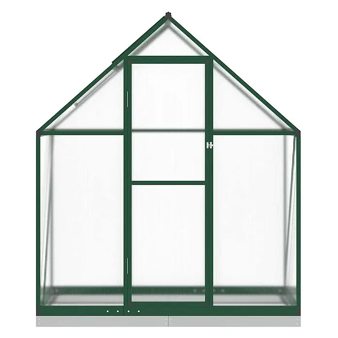 Furnicato Gewächshaus - Außenmaß inkl. Dachüberstand (B x T): 58 x 169 cm, Material Seitenwand: Aluminium, 0,4 mm, grün - Grünes Gewächshaus mit transparenten Platten und Giebeldach. Ideal für Pflanzenzucht.