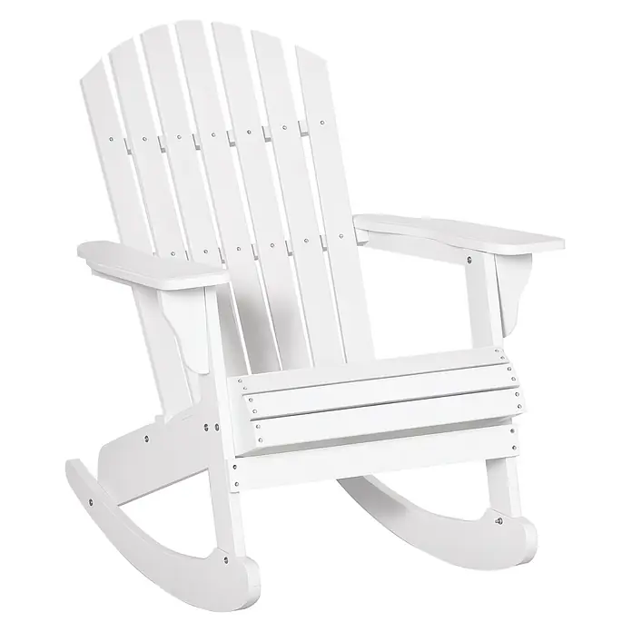 Outsunny Garten-Schaukelstuhl Adirondack - 1 Stk., Tannenholz, Weiß - Weißer Adirondack Schaukelstuhl mit Latten für den Außenbereich.