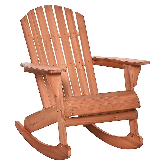 Outsunny Garten-Schaukelstuhl Adirondack - 1 Stk., Tannenholz, Naturholz - Schaukelstuhl im Adirondack-Stil aus Naturholz.