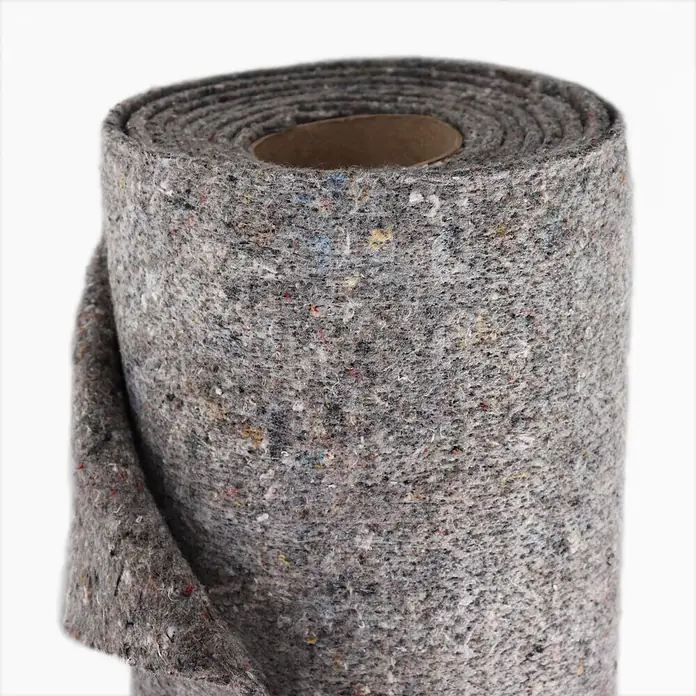 Aquagart Bodenschutzvlies 68m² 1000g/m² Teichvlies Teich Schutzvlies -  - Rolle aus grauem, meliertem Filzstoff als Schutz- oder Unterlagematerial mit braunem Kartonkern.