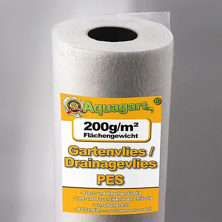 Aquagart  Bodenschutzvlies 47,5m² 200g/m² 1,9m Geotextilvlies Gartenvlies