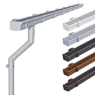 Inefa Kastendachrinne 2x Set 5m PVC NW68 / 68mm Grau (Nennweite: 68 mm, Länge: 500 cm, Kunststoff, Silber)