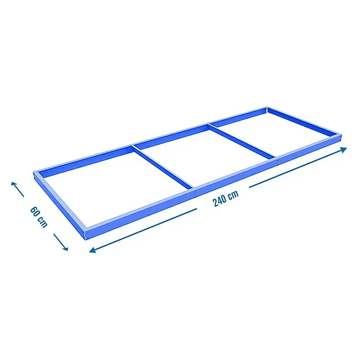 Simonrack Simonforte Estante adicional - L x An: 240 x 60 cm, Azul - Marco de metal azul con tres secciones, que mide 240 cm de largo y 60 cm de ancho, ideal para la construcción.