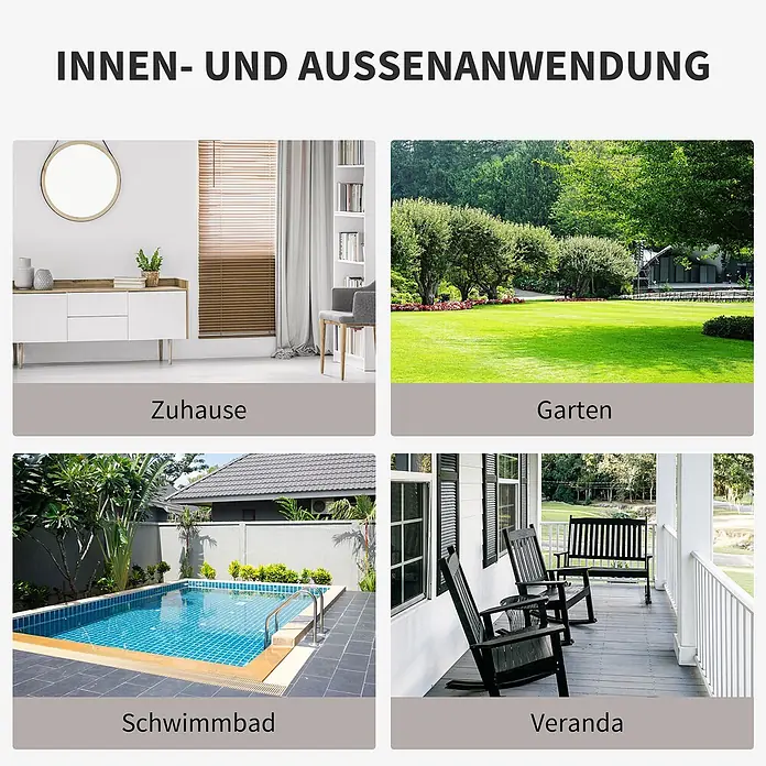 Outsunny Loungesofa - Metall, PE-Rattan, Polyester, Grau - Anwendungsbeispiele für Innen- und Außenbereiche: Zuhause, Garten, Schwimmbad und Veranda.