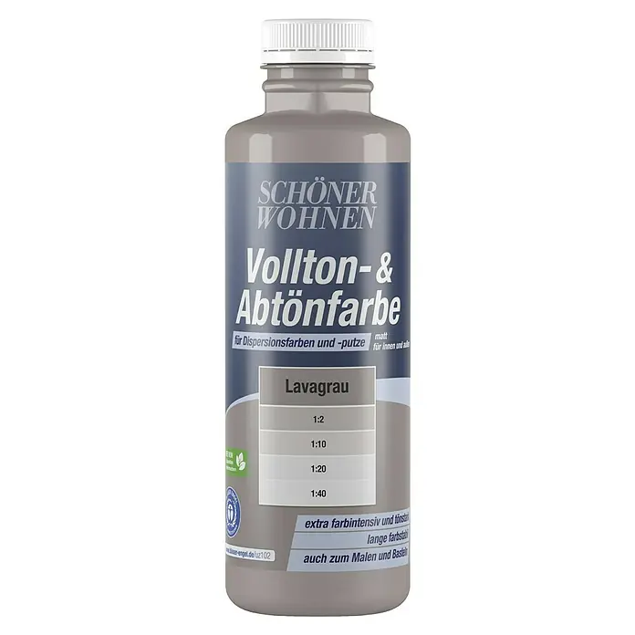 SCHÖNER WOHNEN-Farbe Vollton- & Abtönfarbe - Lavagrau, Matt, 500 ml - Flasche Schönere Wohnen Vollton- & Abtönfarbe Lavagrau, matt, für Dispersionsfarben und Putze, ideal zum Malen und Basteln.
