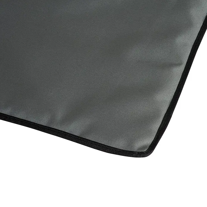 Outsunny Gartenliegen-Set - B x T: 53 x 124 cm, Grau, Stahl, Klappbar - Dunkelgrauer strukturierter Stoff mit schwarzem Saum am Rand, möglicherweise eine Schutzdecke oder Matte.