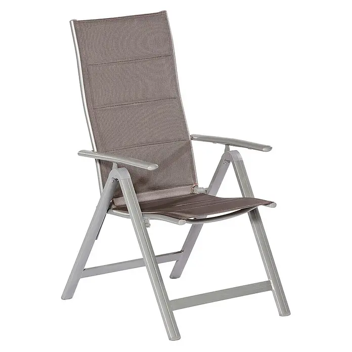 Merxx Gartenstuhl-Set Taviano diamant - 2 Stk., Aluminium/Textil, Klappbar, silber/diamantbraun - Klappbarer Outdoor-Stuhl mit silbernem Aluminiumgestell und braunem Netzgewebe.