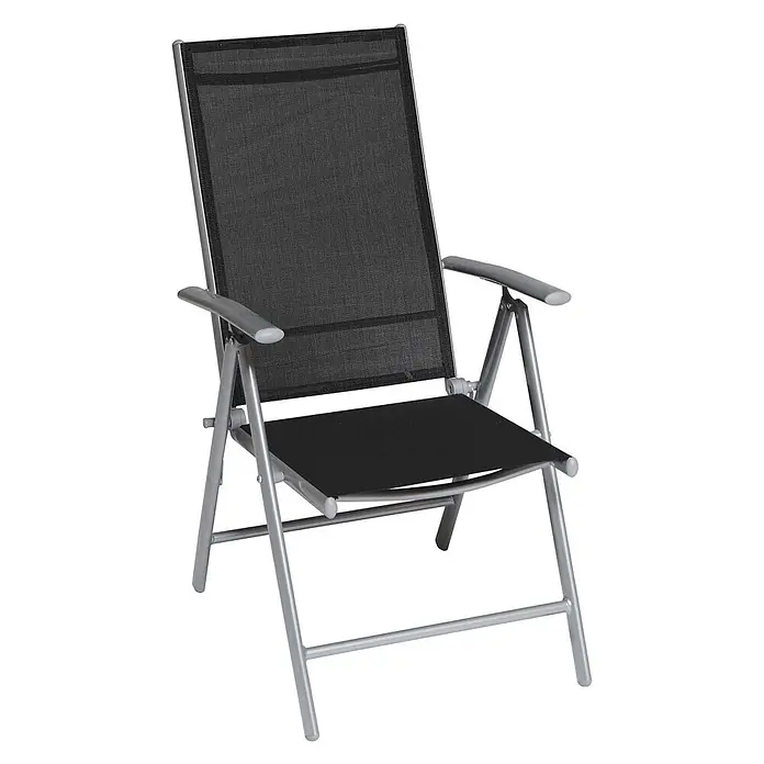 Merxx Gartenstuhl-Set Amalfi schwarz - 2 Stk., Aluminium/Textil, Klappbar, Silber/schwarz, B x T x H: 57 x 65 x 108 cm - Klappstuhl aus silbernem Aluminium mit schwarzer Textilbespannung.