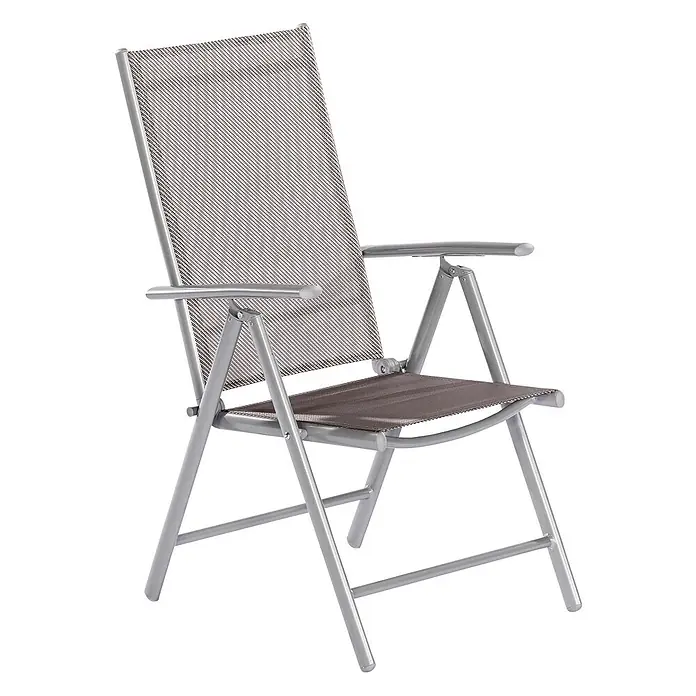 Merxx Gartenstuhl-Set Amalfi diamant - 2 Stk., Aluminium/Textil, Klappbar, silber/diamantbraun, B x T x H: 57 x 65 x 108 cm - Klappbarer Outdoor-Stuhl mit silbergrauem Metallgestell und braunem Netzgewebe für Sitz und Rückenlehne.