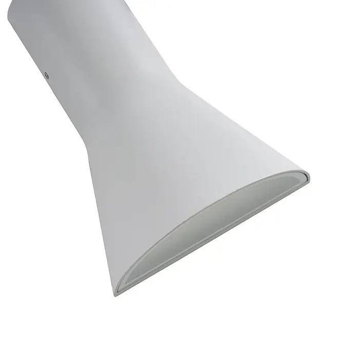 Lucande Außenwandleuchte Zephy - alu / grau / zink, alu / grau / zink, IP54 - Hellgraue Wandleuchte mit breiter, ausgestellter, elliptischer Öffnung.