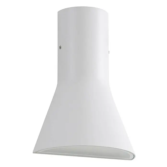 Lucande Außenwandleuchte Zephy - alu / grau / zink, alu / grau / zink, IP54 - Weiße Küchenabzugshaube mit zylindrischem Oberteil und ausgestelltem Unterteil.
