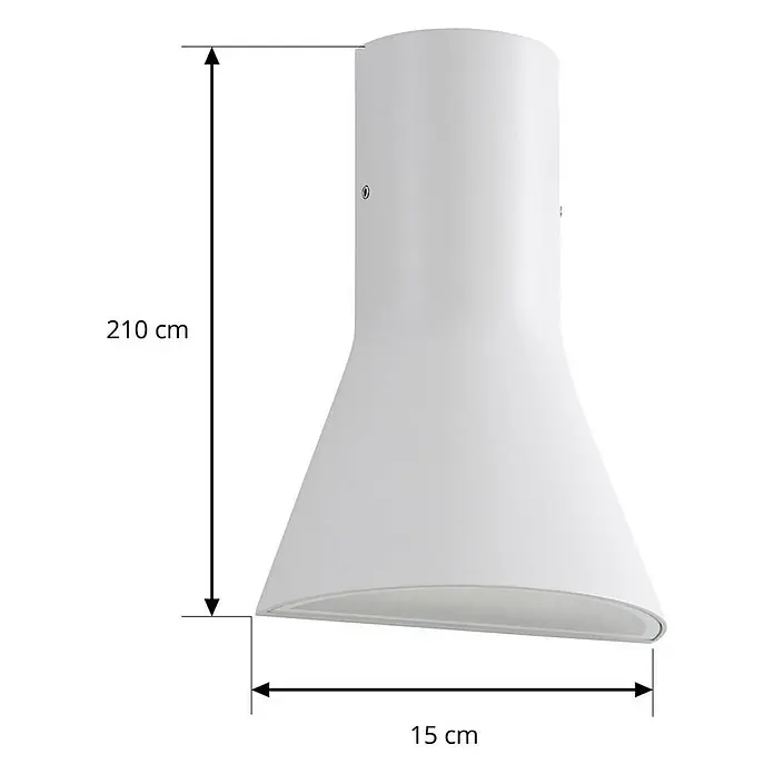 Lucande Außenwandleuchte Zephy - alu / grau / zink, alu / grau / zink, IP54 - Weiße Deckenpendelleuchte mit zylindrischem Oberteil und konischem, elliptischem Boden. Maße: 210 cm Höhe, 15 cm Basisbreite.
