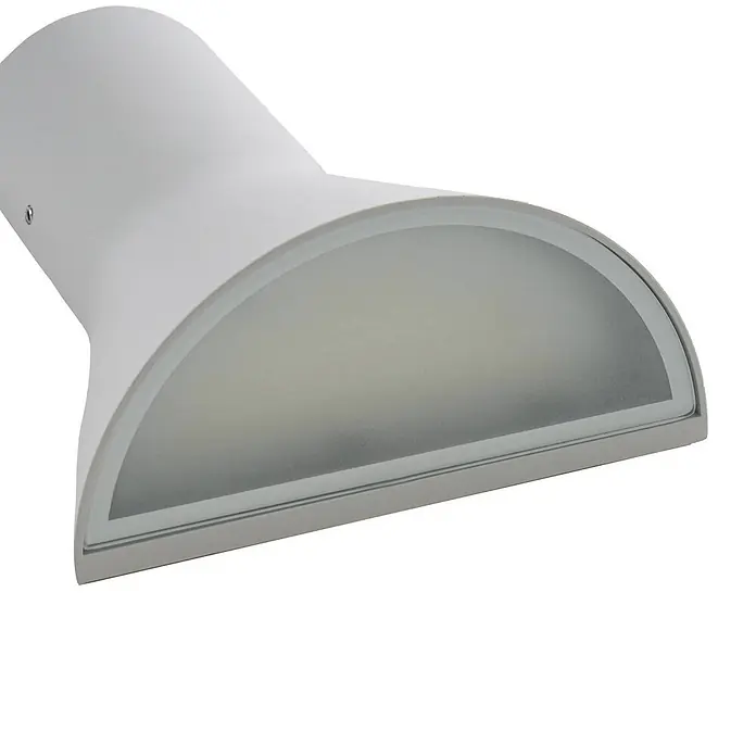 Lucande Außenwandleuchte Zephy - alu / grau / zink, alu / grau / zink, IP54 - Weißes halbkreisförmiges Wandlicht mit mattiertem Diffusor.