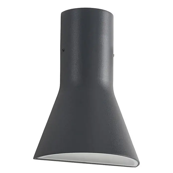 Lucande Außenwandleuchte Zephy - schwarz, schwarz, IP54 - Dunkelgraue Metall-Wandleuchte mit zylindrischem Oberteil und ausgestelltem Boden, mit weißem Innenreflektor.