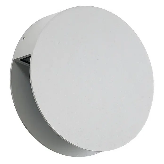 Lucande Außenwandleuchte Advero - alu / grau / zink, alu / grau / zink, IP54 - Weiße runde LED-Wandleuchte mit halbrunder Frontplatte.