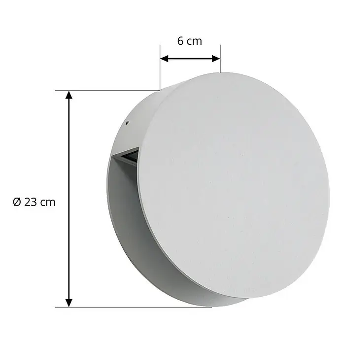 Lucande Außenwandleuchte Advero - alu / grau / zink, alu / grau / zink, IP54 - Runde weiße Wandleuchte, 23 cm Durchmesser und 6 cm Tiefe.