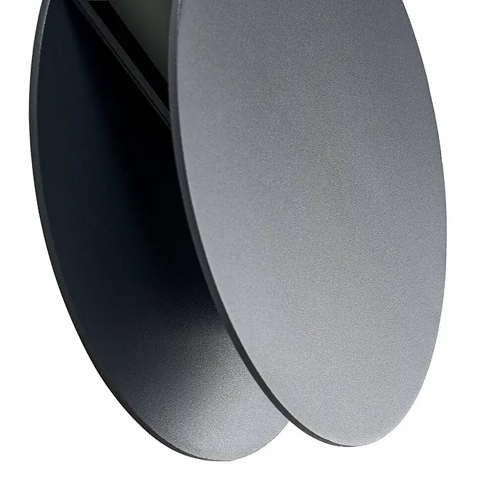 Lucande Außenwandleuchte Advero - 6 x 23 x 23 cm, schwarz, schwarz, IP54 - Geschichtete dunkelgraue, texturierte Rundelemente.