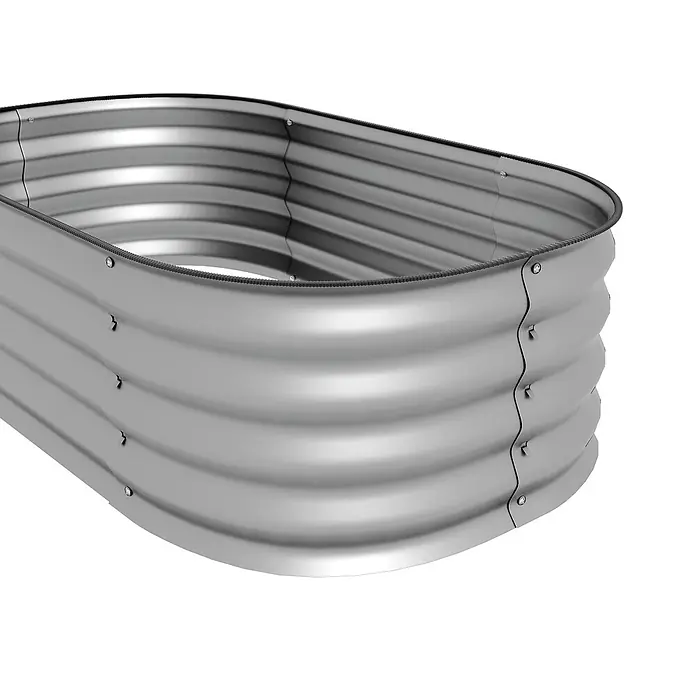 Outsunny Hochbeet - Metall, Silber - Silbernes, welliges Hochbeet aus Metall mit ovaler Form und schützender Oberkantenverkleidung.